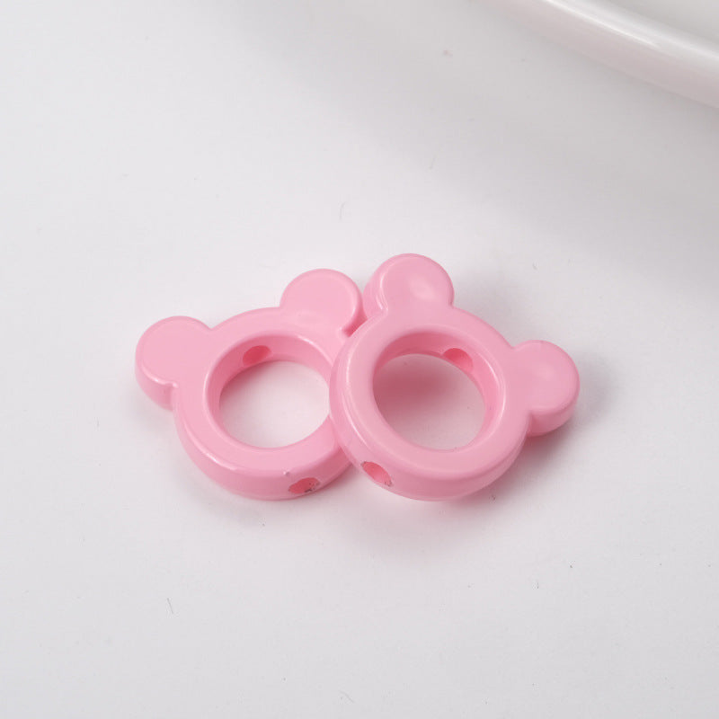 Glossy Painted 22mm Hollow Mickey Head Acrylic Bead Frame 50pcs 8