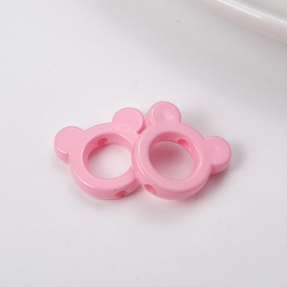 Glossy Painted 22mm Hollow Mickey Head Acrylic Bead Frame 50pcs 8
