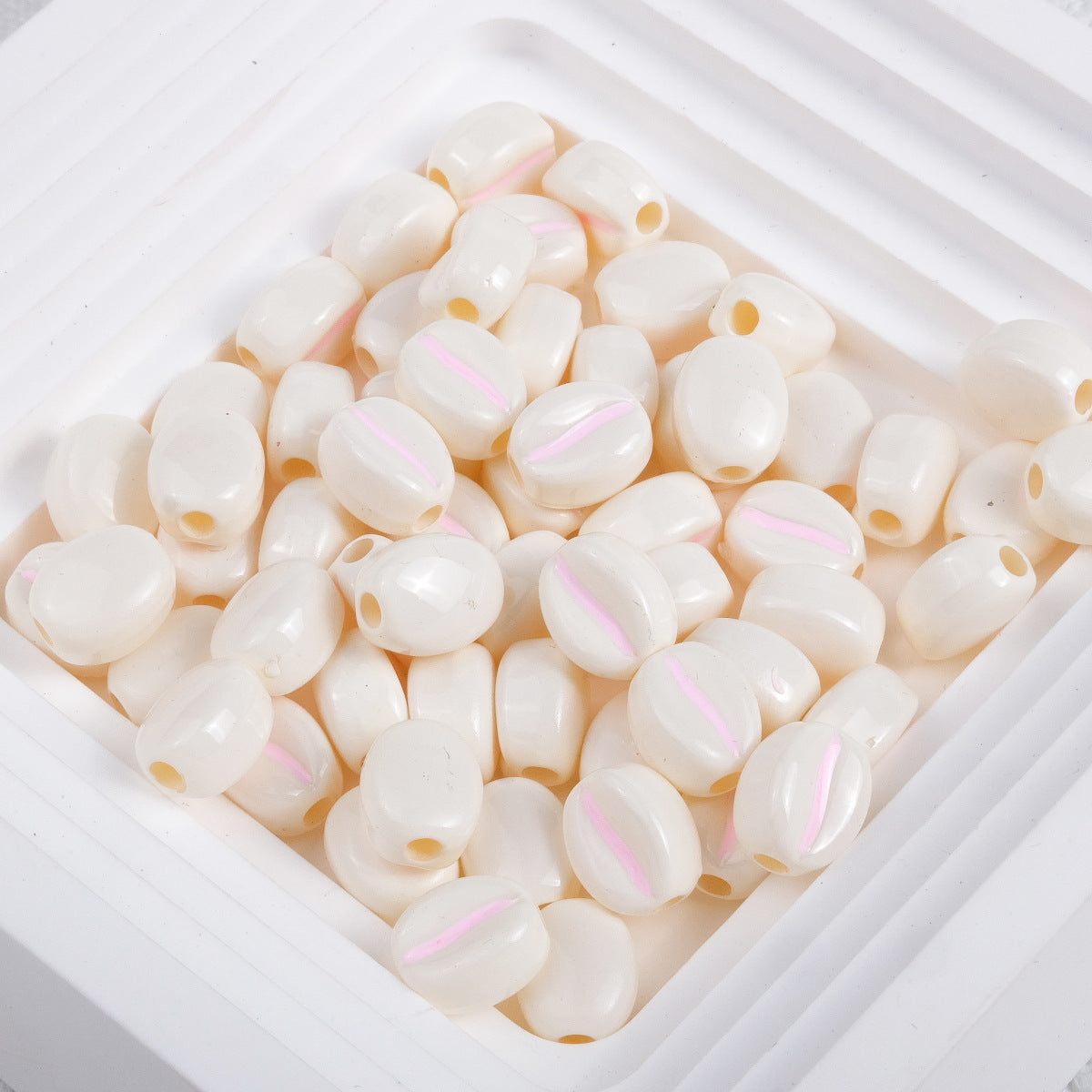 Macaron Colored Coffee Bean Acrylic Beads 9mm Glossy Finish 50pcs 11