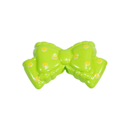 Polka Dotted Double Layer Bow Acrylic Beads 25mm Colorful Glossy 10pcs 11