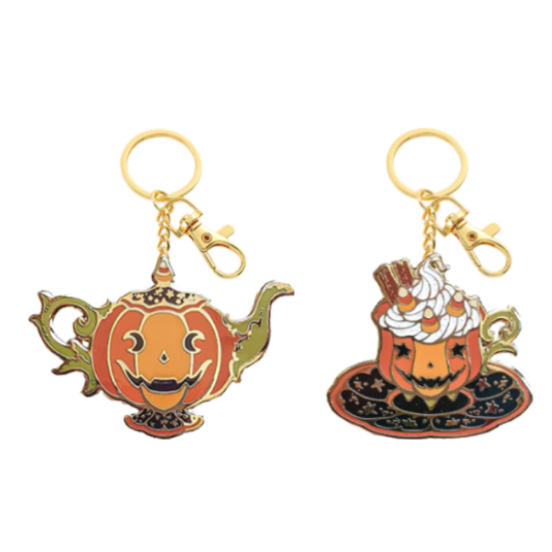 Alloy Pumpkin Tea Cup Halloween Keychain Zinc Alloy Festive Charm 5
