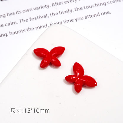 Baking Painted Faceted Butterfly Acrylic Beads 10mm Glossy Rainbow 50pcs 14