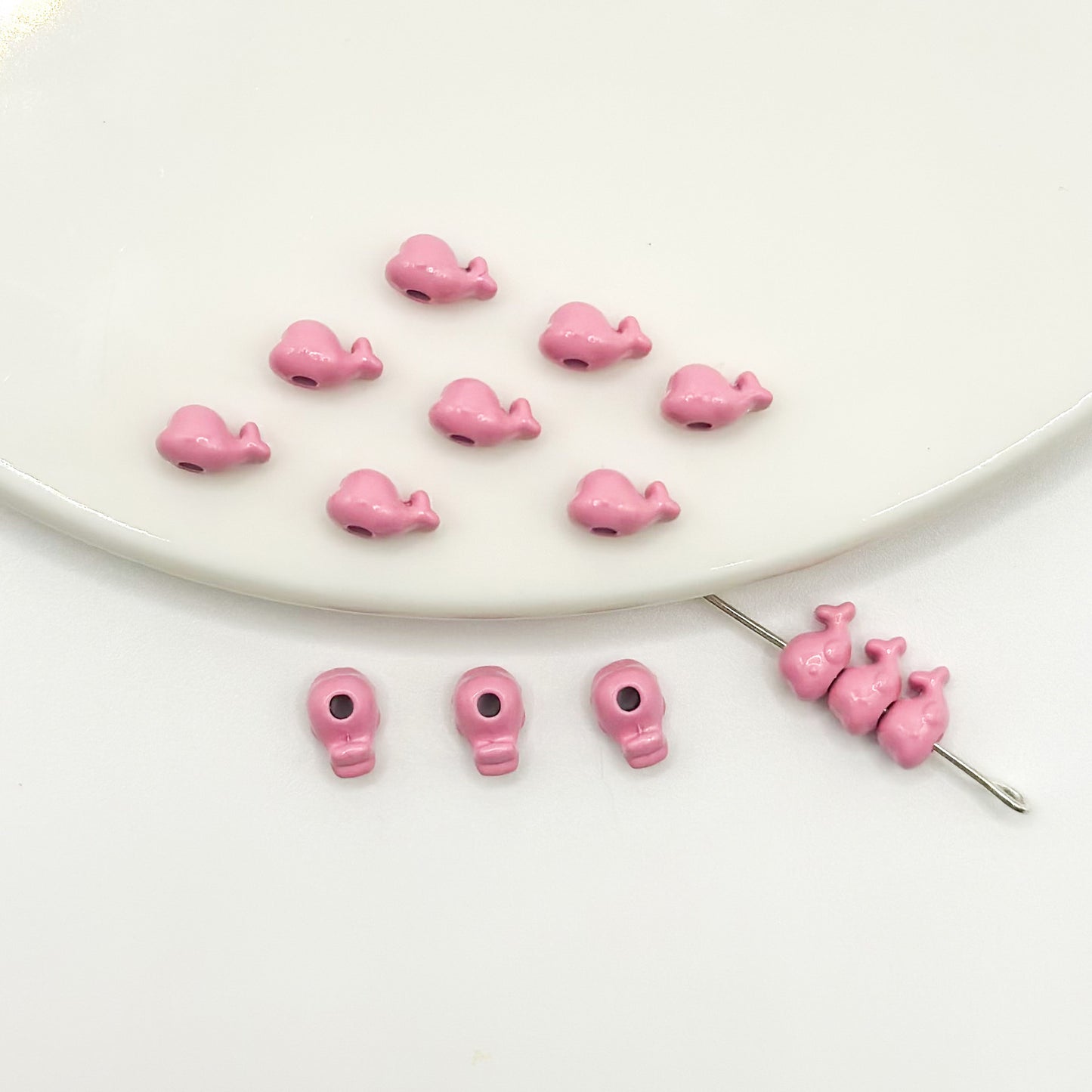 Whale Metal Beads 8mm Baking Painted Colorful 50pcs 8