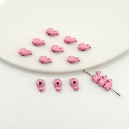 Whale Metal Beads 8mm Baking Painted Colorful 50pcs 8