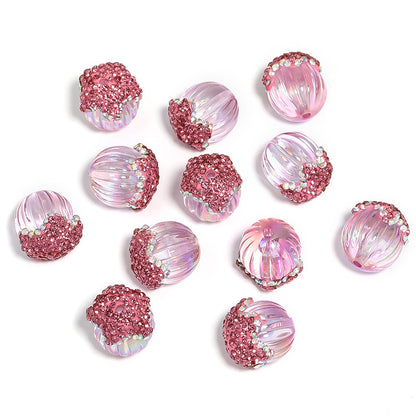 Pinecone Polymer Clay Rhinestone Beads 19mm Sparkling Pastel 10pcs 6