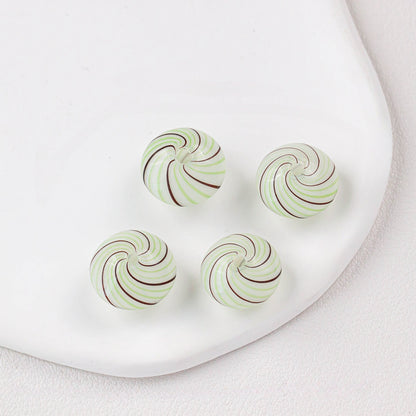 Hollow Spiral Striped Blown Glass Spacer Beads Colorful 4pcs 9