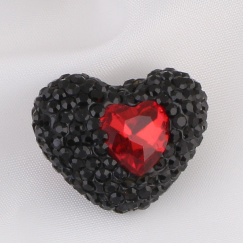 Rhinestone Heart Clay Beads 24mm Colorful Sparkling 6pcs 17