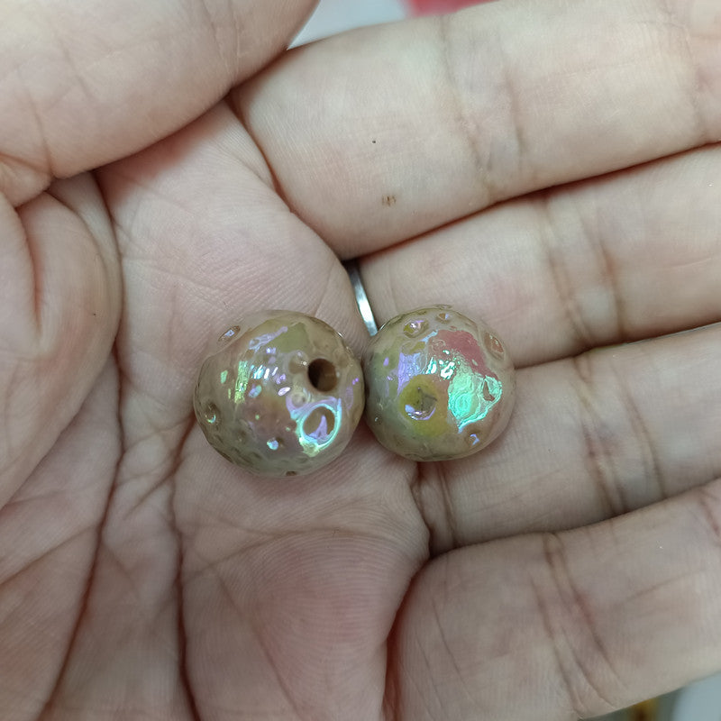 Glow In The Dark Round Acrylic Beads 16mm Meteorite Plated 100pcs 10