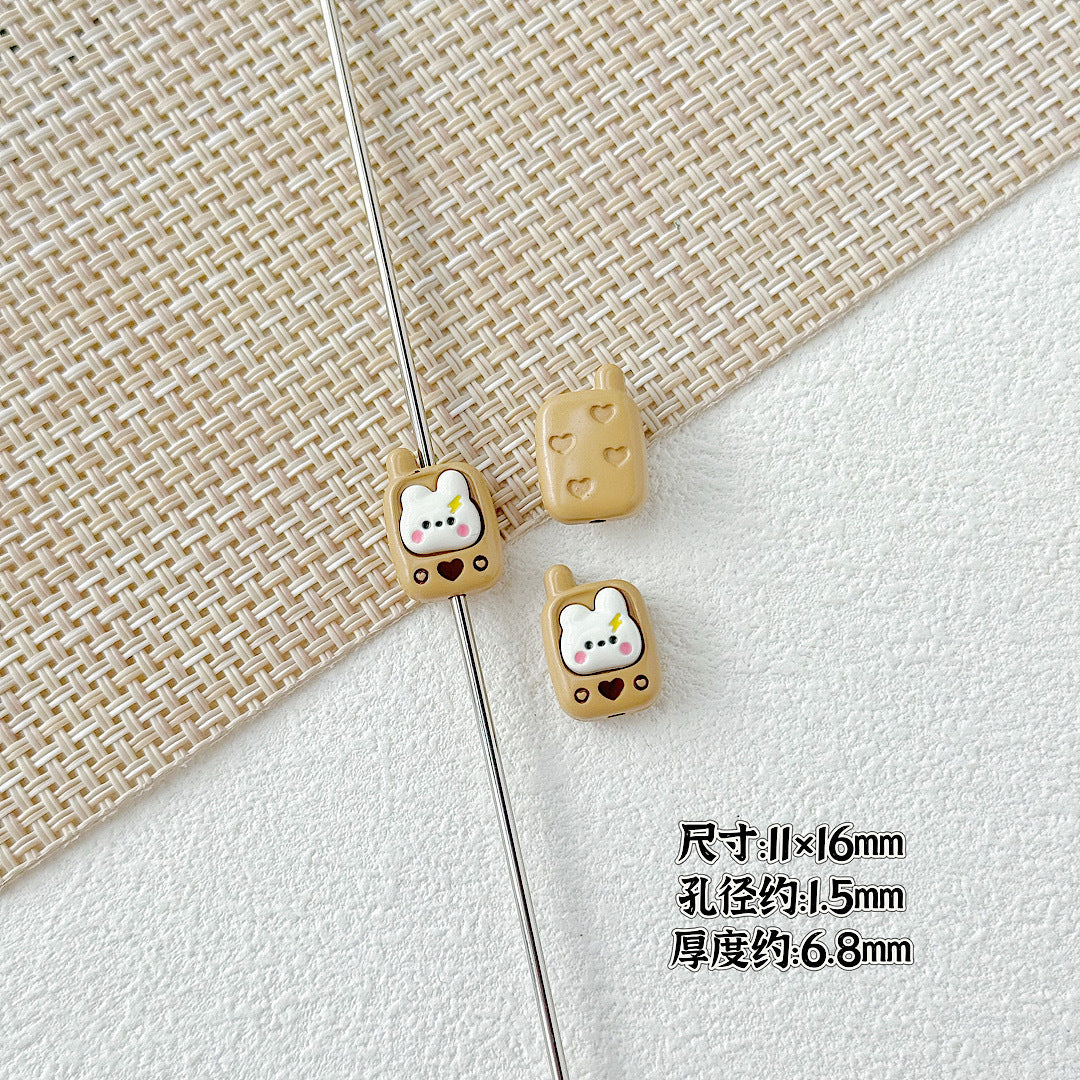 Painted Metal Beads 16mm Enamel Baking Phone & Yogurt Box 10pcs 11