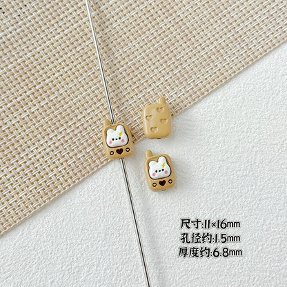 Painted Metal Beads 16mm Enamel Baking Phone & Yogurt Box 10pcs 11