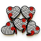 Silicone Focal Beads Heart with Red Comma Image 20pcs 4