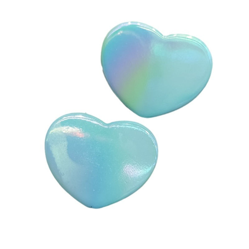 UV Plating Glossy Heart Acrylic Flat Beads 26-32mm 100pcs 5