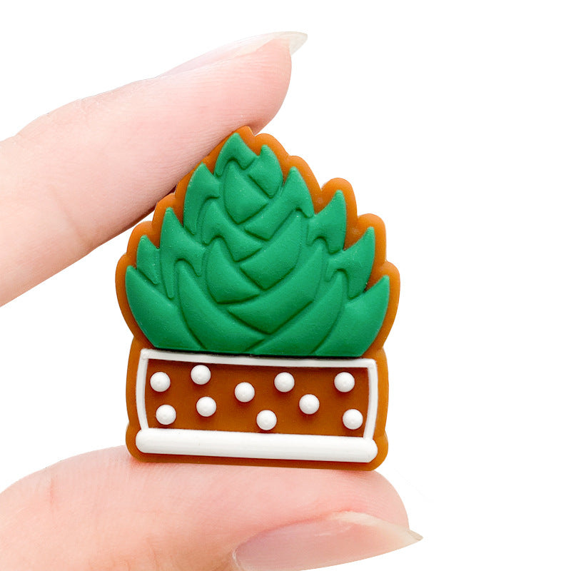 Silicone Focal Beads Plant Succulent Pot Dotted Design 20pcs 4