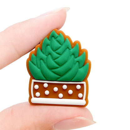 Silicone Focal Beads Plant Succulent Pot Dotted Design 20pcs 4