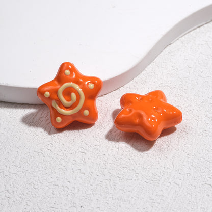 Spiral Pattern Starfish Acrylic Beads 20mm Glossy Mixed Colors 20pcs 13