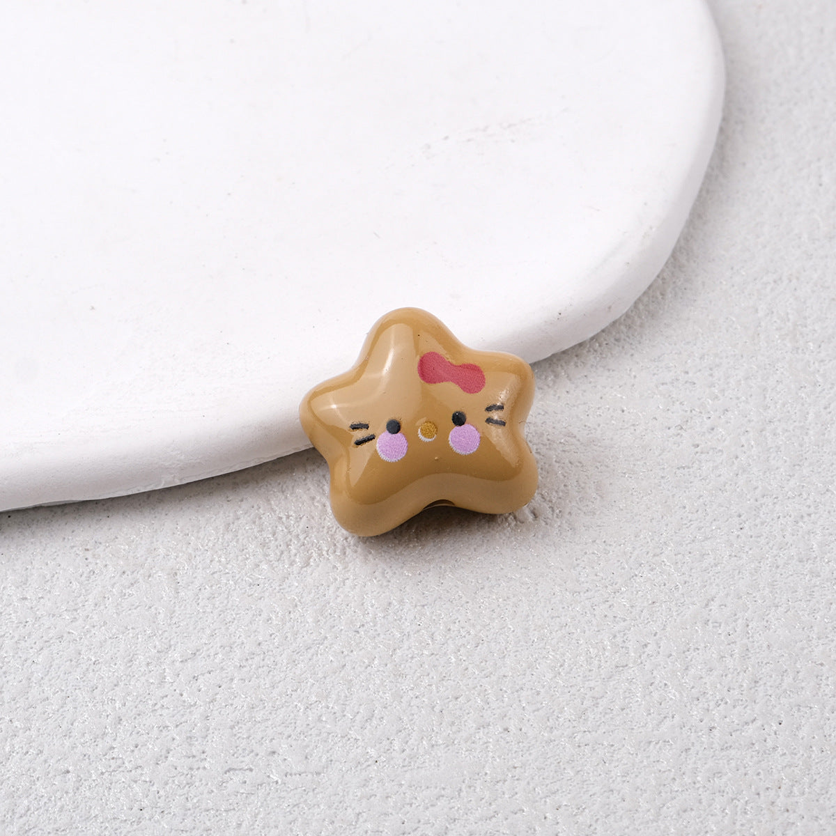 Star Acrylic Beads 20mm Glossy Hello KT Faces Colorful 20pcs 7