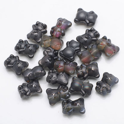 Electroplated Bear Glass Beads 12mm 14mm Mixed Metallic Colors 20pcs 23
