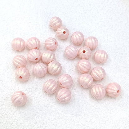 Pearl Lustre Striped Round Acrylic Beads 11mm 100pcs 10