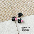 Heart Metal Beads 15-18mm Baking Painted Cherry Blossom Kitten Design 10pcs 14