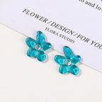 Lampwork Glass Beads Irregular Five Petal Flower Transparent 19mm 3pcs 6