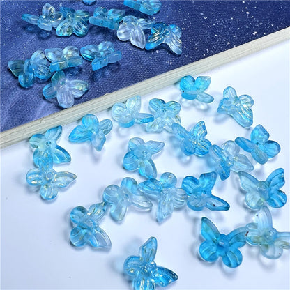 Czech Glass Beads Butterfly 11mm Translucent Purple Blue Pink 50pcs 17