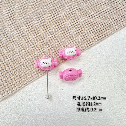 Cat and Bear Candy Painted Metal Beads 13 16mm Glossy 10pcs 18