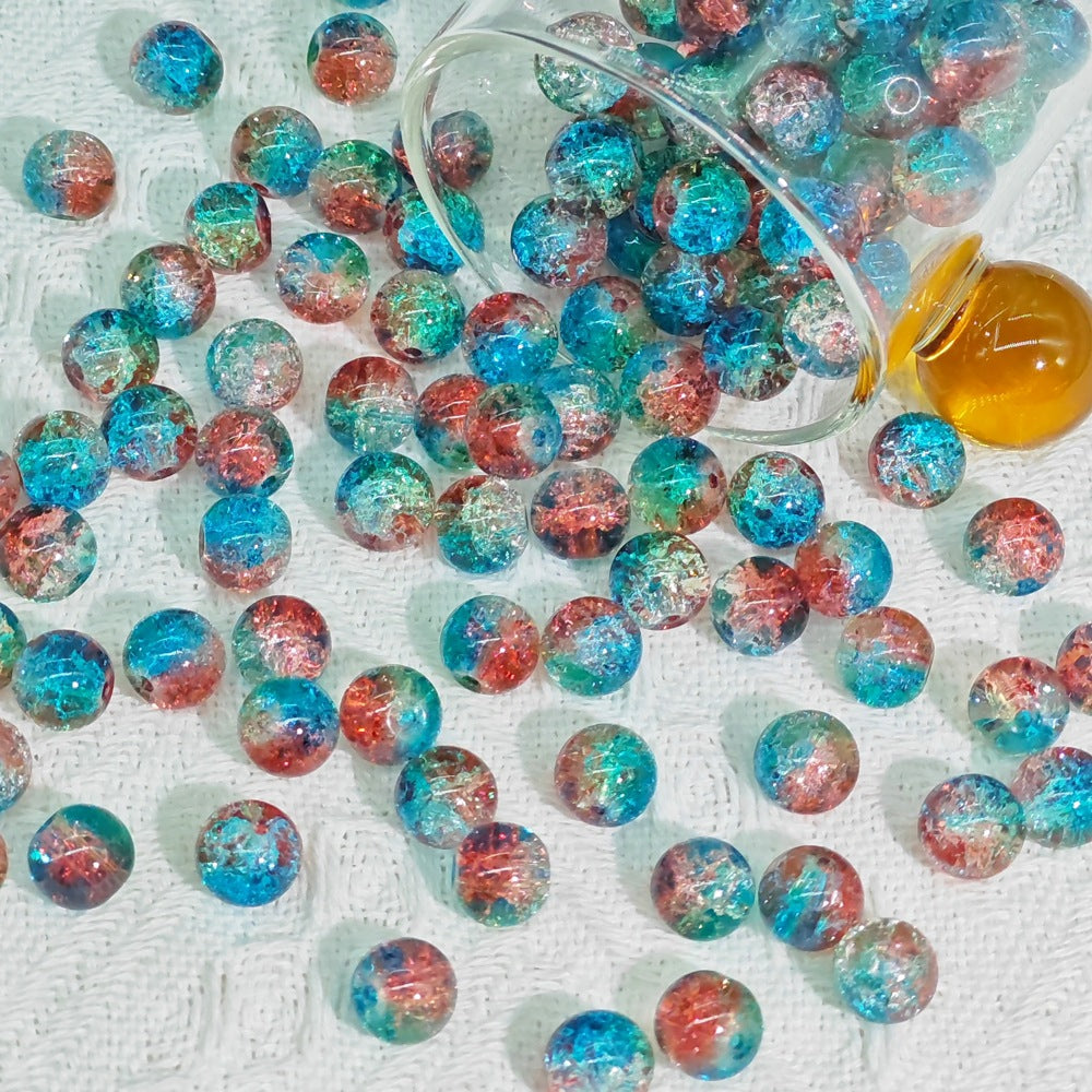 Crackle Glass Beads Round 10mm Transparent Mixed Colors 50pcs 75