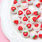 Hand Painted Cat Claw Strawberry Series Acrylic Beads 16mm 10pcs 15
