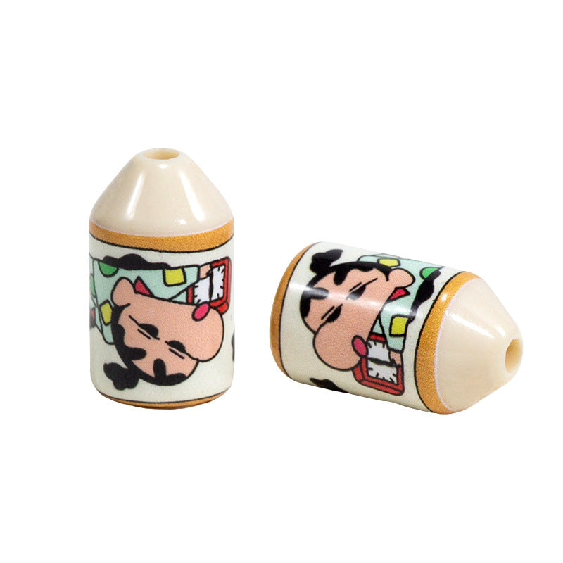 Painted Acrylic Beads 20mm Crayon Shin Chan Pattern Pencil Head 10pcs 5