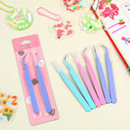 Jewelry Tweezers Stainless Steel Spray Painted Pastel Colors 11cm 2pcs