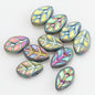 Czech Glass Leaves Glass Beads 7x11mm Electroplated 50pcs 8