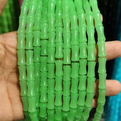 Transparent Bamboo Shape Glass Beads 6x12mm Glossy Finish 5 Strands 12