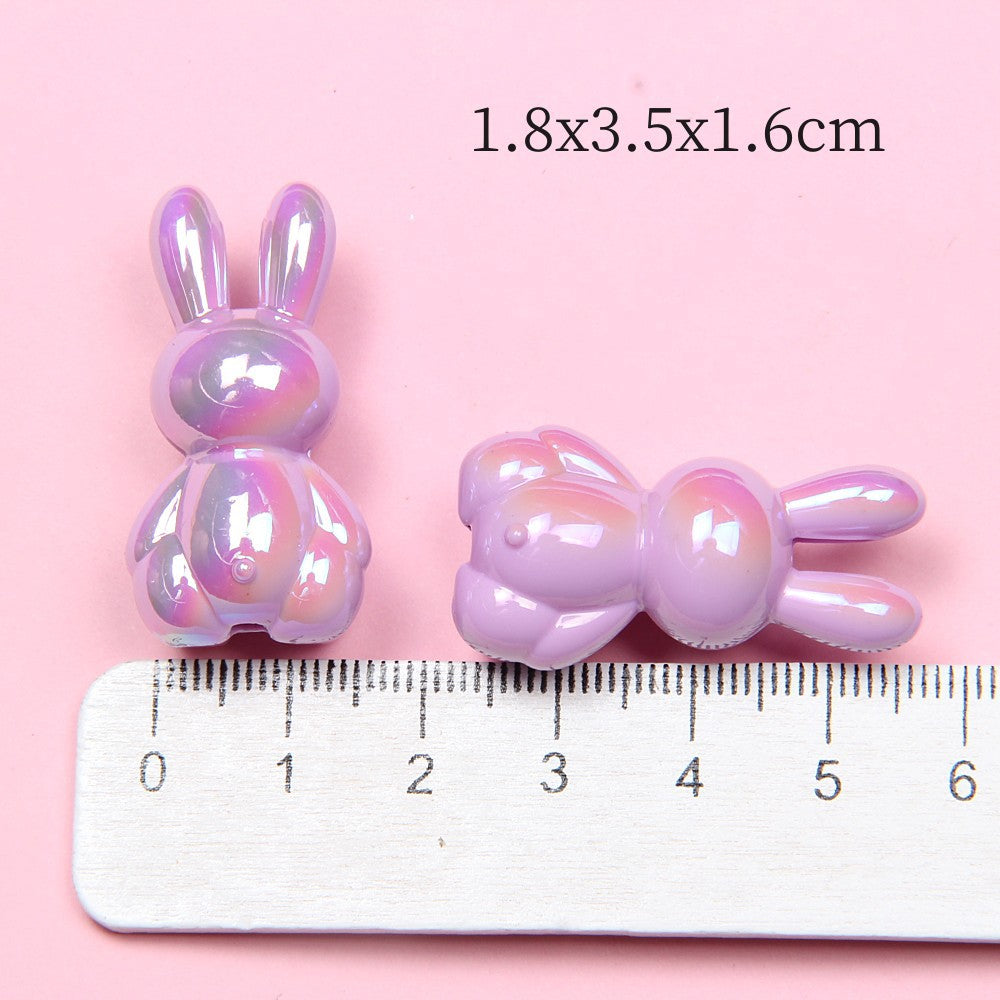 Glow Bunny Acrylic Beads 35mm UV Plating Pastel Colors 10pcs 2