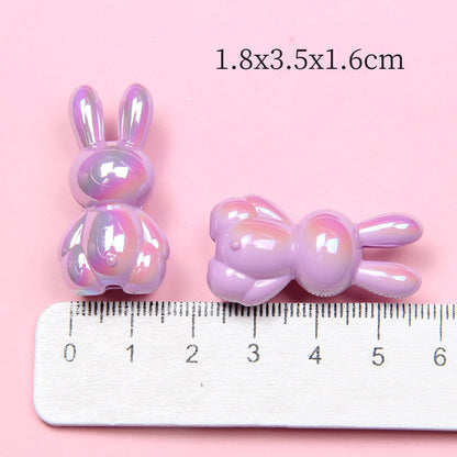 Glow Bunny Acrylic Beads 35mm UV Plating Pastel Colors 10pcs 2