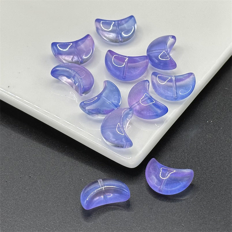 Moon Crescent Transparent Glass Beads 9x14mm Pastel Mixed 100pcs 11