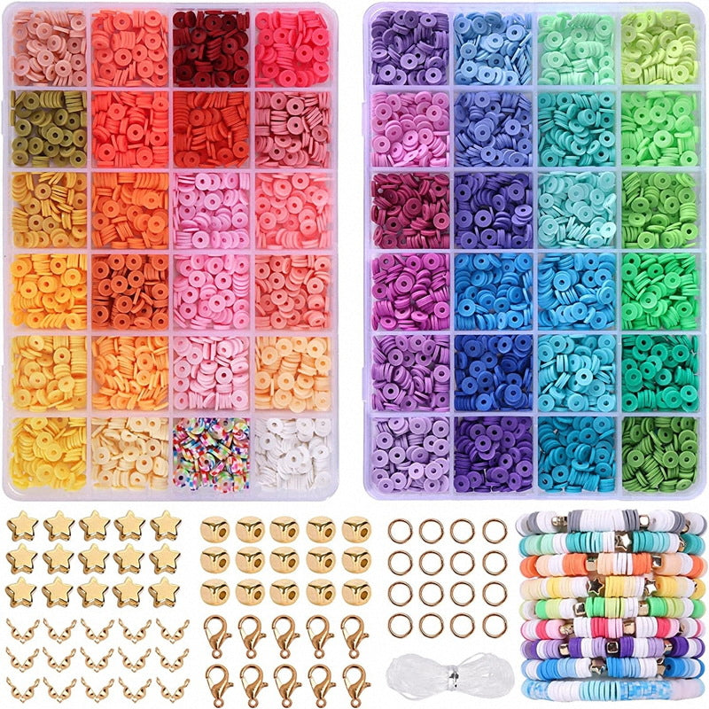 Heishi Clay Beads 6mm Matte 48 Color Mixed with Star Square Accents 4800pcs