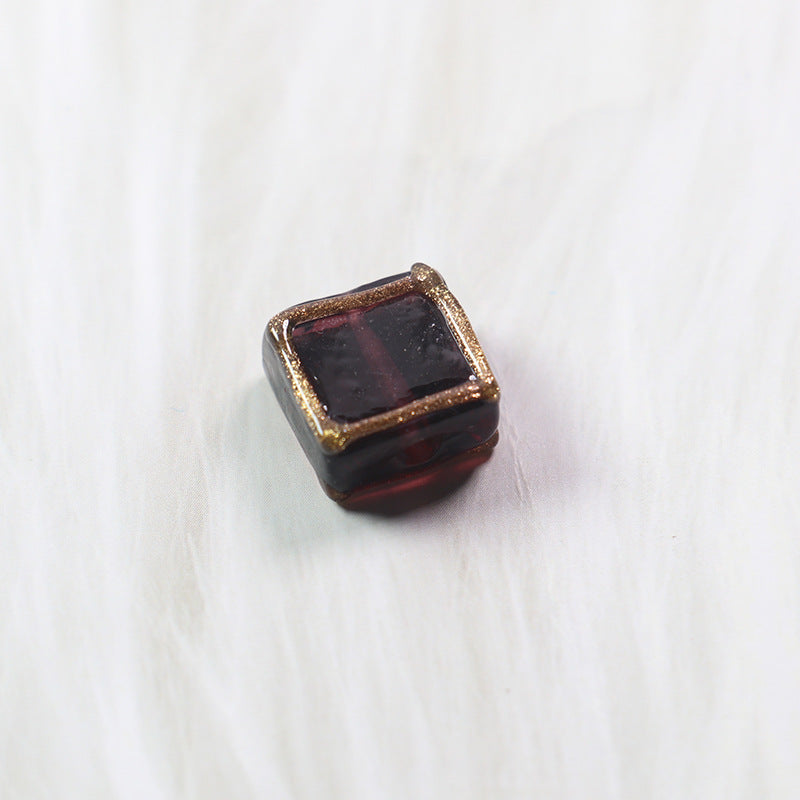 Lampwork Glass Beads Square 12mm Transparent Filigree 20pcs 9