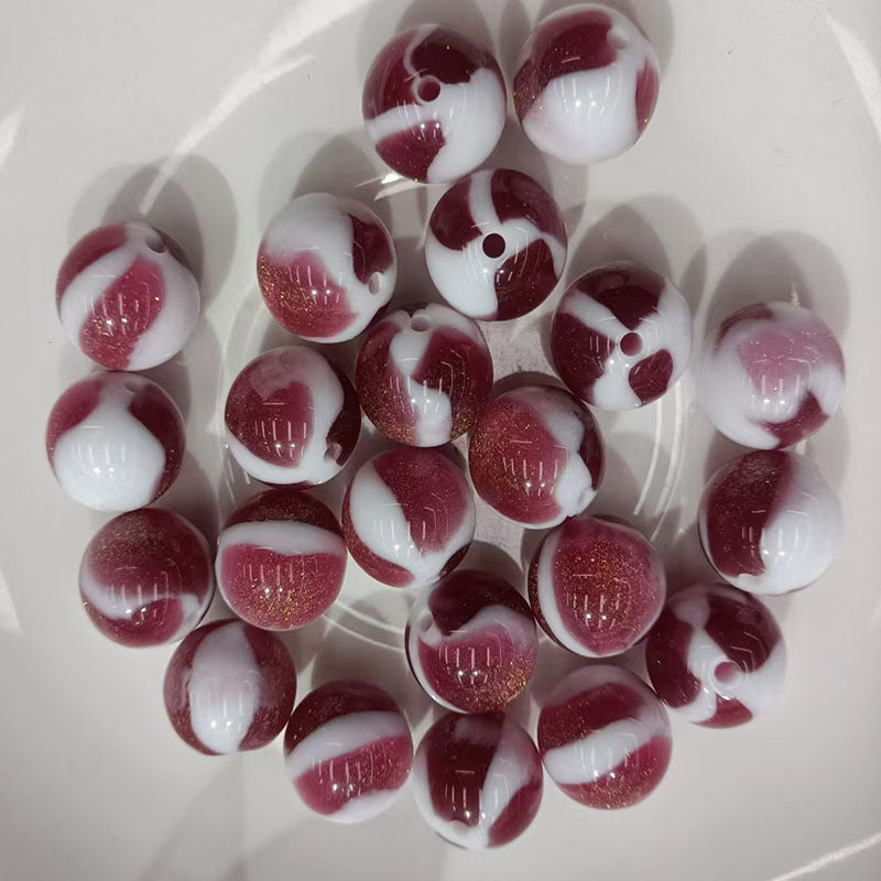 Glitter Cream 10 12 16mm Resin Beads Double Color Swirls 20pcs 5