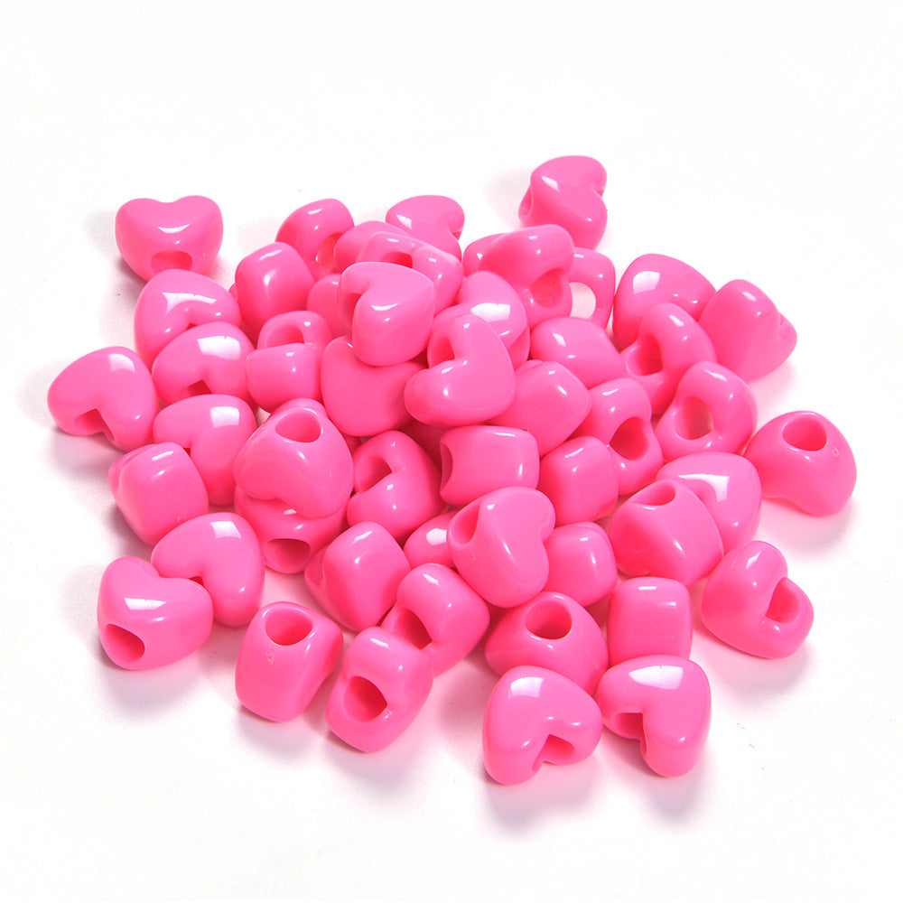 Bright Colored Heart Acrylic Beads 15mm Large Hole 10pcs 11