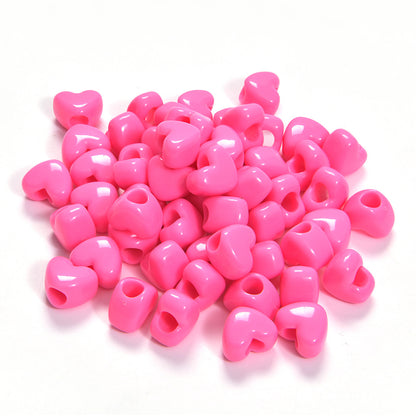 Bright Colored Heart Acrylic Beads 15mm Large Hole 10pcs 11