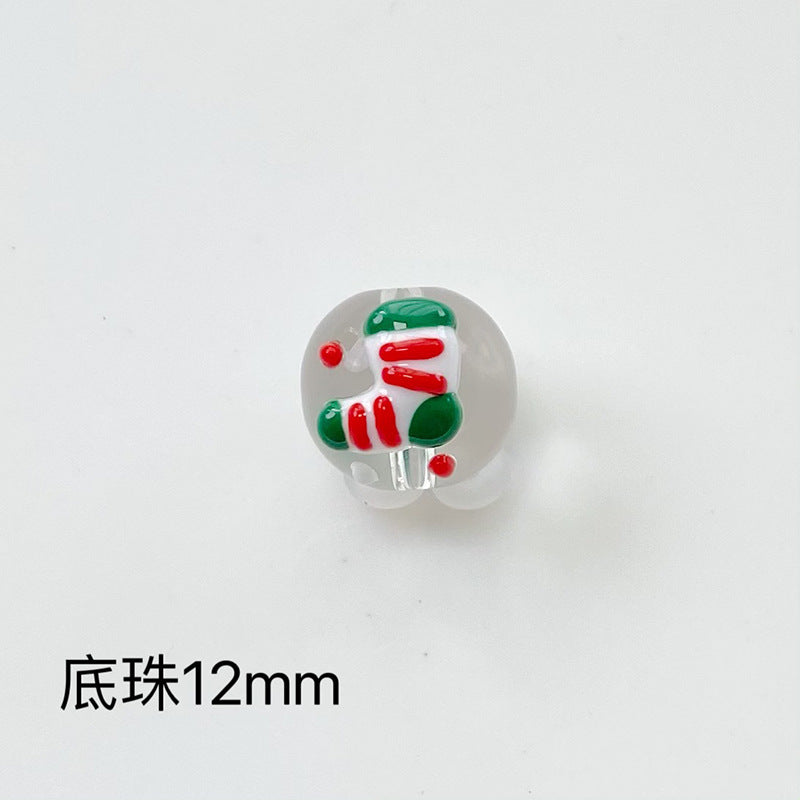 Hand Painted Christmas Enamel Glass Beads 12mm 14mm 1pc 17
