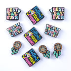 Silicone Focal Beads Dream Catcher Colorful Quotes Navy Background 20pcs 3
