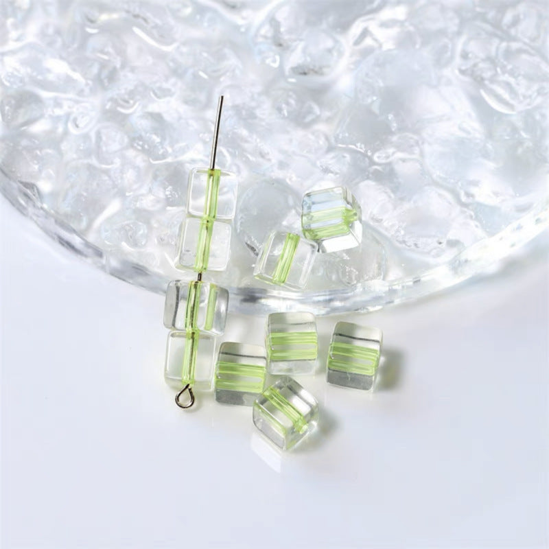 Acrylic Square Acrylic Beads 8mm Pastel Filled Core Glossy 60pcs 9