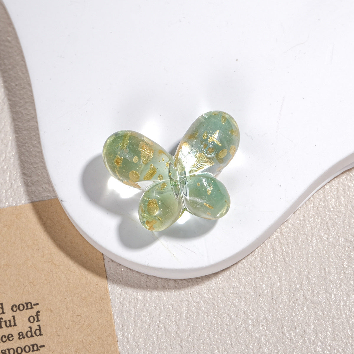 Clear Butterfly Acrylic Beads 27mm Gilded Flecks Pastel 20pcs 8