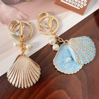 Alloy Rhinestone Shell Keychain with Diamond Pearl Inlay 10.9cm 4
