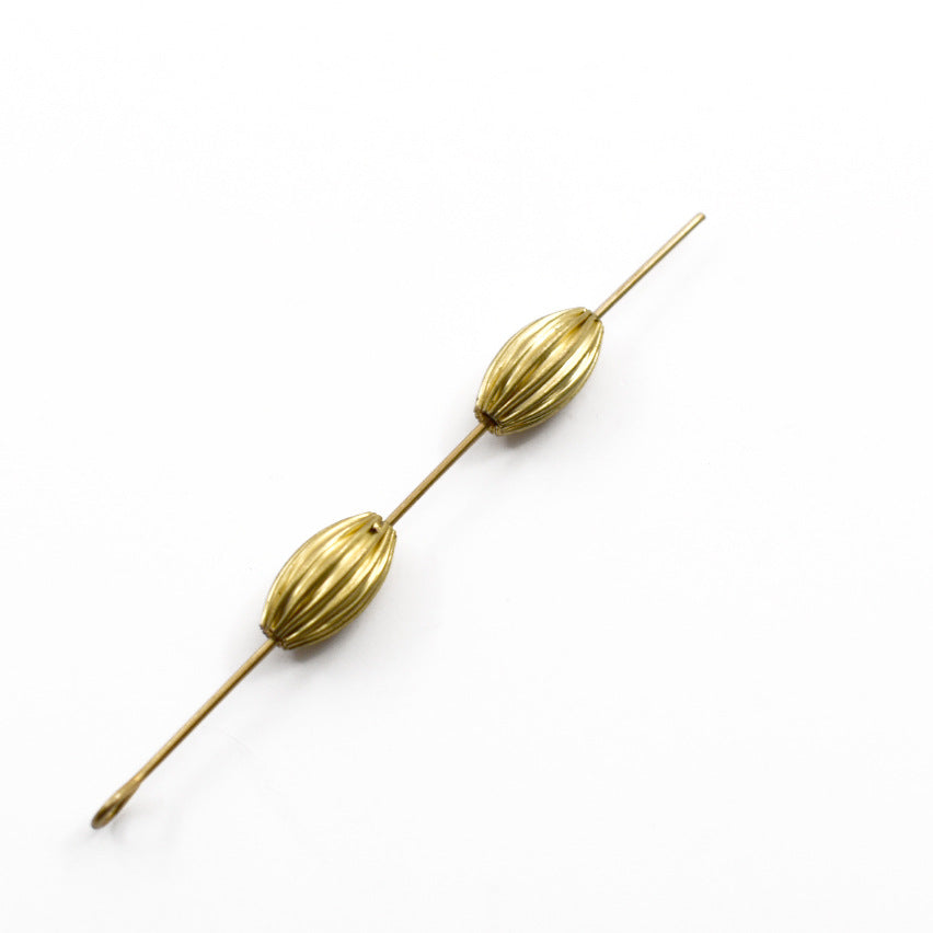 Brass Oval Metal Beads Wrinkle Textured 50pcs 4
