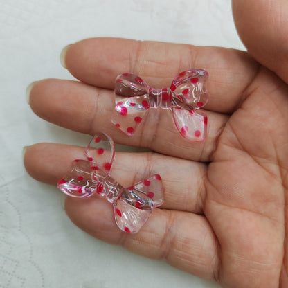 Transparent Bow Acrylic Beads 31mm Polka Dotted Colorful 100pcs 4