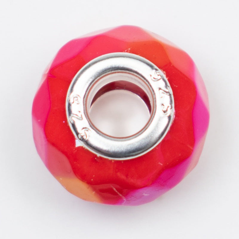 Acrylic Faceted Spacer Beads 15mm UV Plating Large Hole 20pcs 9