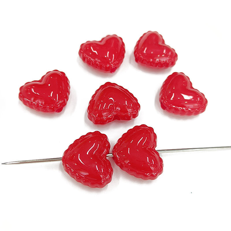 Glossy Painted Lace Heart Acrylic Beads 18mm Colorful Pastel 50pcs 5