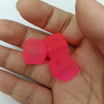 Rubberized Ice Texture Square Acrylic Beads 14mm Frosted Matte 100pcs 12